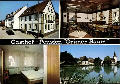 Ak Markt Taschendorf Unterfranken, Gasthof-Pension "Grüner Baum", Schlafzimmer, Speisesaal