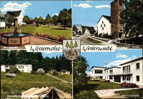 Ak Westernohe im Westerwald, Am Huggelt, Brunnen, Kirche, Erholungsheim