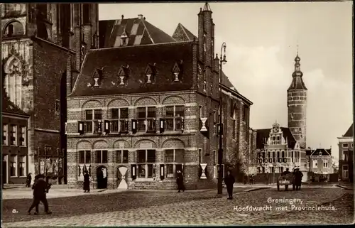 Ak Groningen Niederlande, Hoofdwacht met Provinciehuis