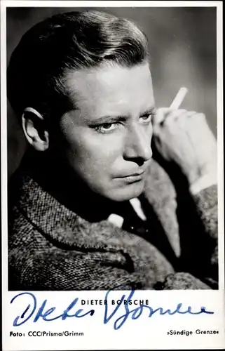 Ak Schauspieler Dieter Borsche, Portrait, Autogramm, Zigarette