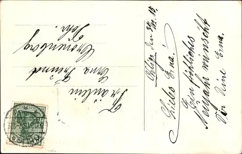 Ak Glückwunsch Neujahr, Blumenvase mit Vergissmeinnicht