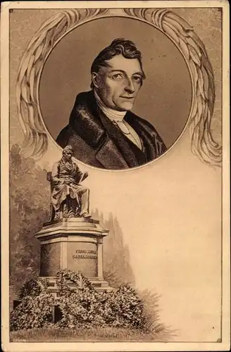 Künstler Ak Erfinder der Stenographie Franz Xaver Gabelsberger, Portrait, Denkmal