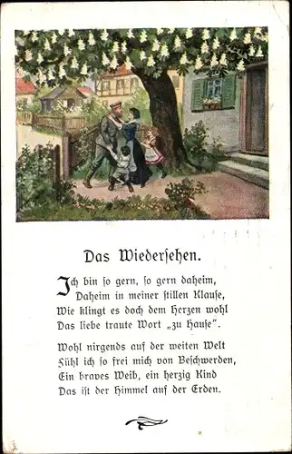 Gedicht Ak Das Wiedersehen, Soldat kehrt Heim