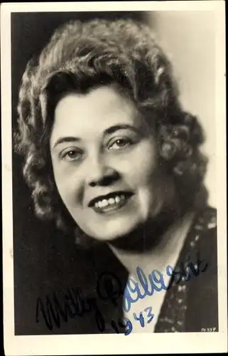 Foto Ak Schauspielerin Milly Balasus, Portrait, Autogramm 1943