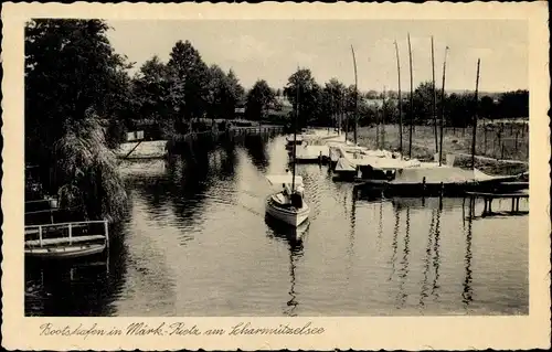 Ak Wendisch Rietz im Kreis Oder Spree, Bootshafen am Scharmützelsee