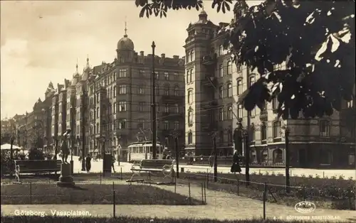 Ak Göteborg Schweden, Vasaplatsen, Straßenbahn