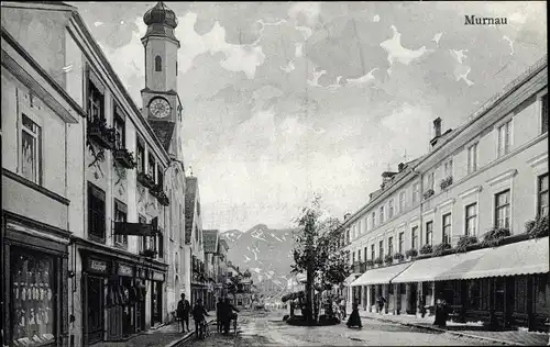 Ak Murnau am Staffelsee, Straßenpartie