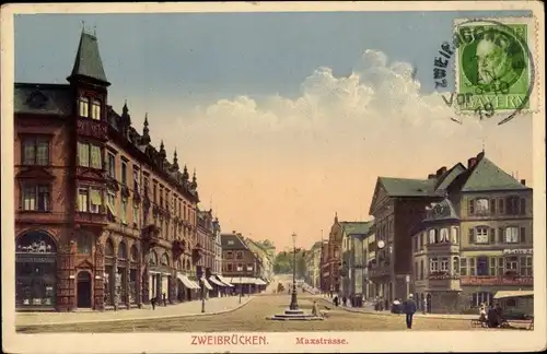 Ak Zweibrücken in Rheinland Pfalz, Blick in die Maxstraße