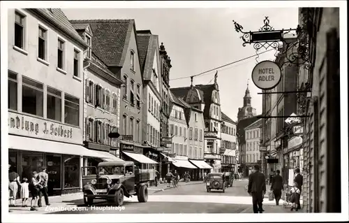 Ak Zweibrücken in Rheinland Pfalz, Geschäfte in der Hauptstraße, Hotel Adler, Feinkost, Cafe Fuchs