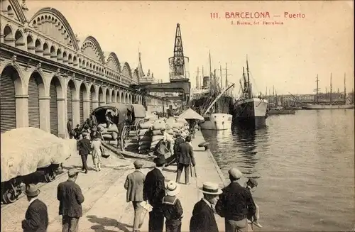 Ak Barcelona Katalonien Spanien, Puerto, Hafenpartie