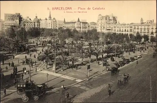 Ak Barcelona Katalonien Spanien, Plaza de Cataluna