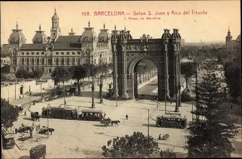 Ak Barcelona Katalonien Spanien, Salon S. Juan y Arco del Triunfo