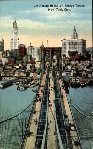 Ak New York City USA, View from Brooklyn Bridge Tower