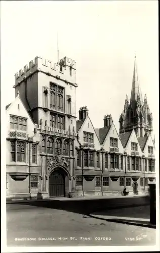 Ak Oxford Oxfordshire England, Brasenose College, High Street Front