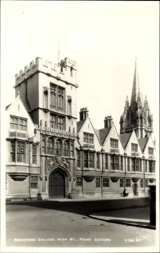 Ak Oxford Oxfordshire England, Brasenose College, High Street Front