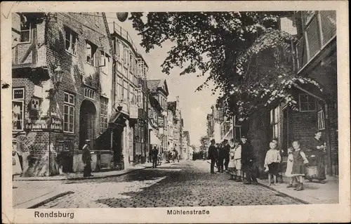 Ak Rendsburg in Schleswig Holstein, Mühlenstraße, Weinhandlung, Friseur