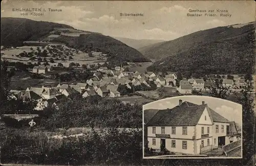 Ak Ehlhalten Eppstein im Taunus, Siberbachtal, Gasthaus zur Krone, Blick vom Köppel