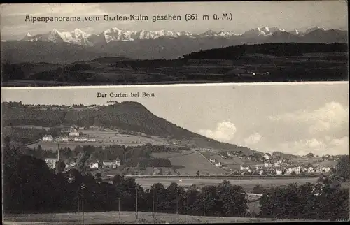 Ak Bern Stadt Kanton Bern, Berg Gurten, Alpenpanorama vom Gurten Kulm