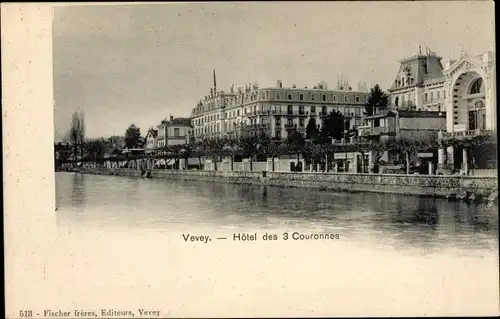 Ak Vevey Kanton Waadt, Hôtel de 3 Couronnes