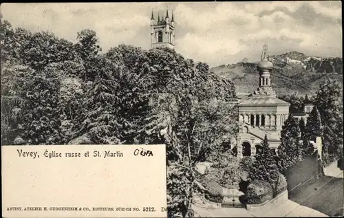 Ak Vevey Kt. Waadt Schweiz, Église russe et St. Martin
