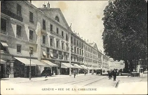 Ak Genf Schweiz, Rue de la Corraterie, Blick in die Straße