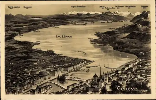 Ak Genève Genf Schweiz, Lac Léman, Ort, Umgebung