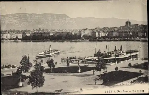 Ak Genève Genf Schweiz, Hafenbild
