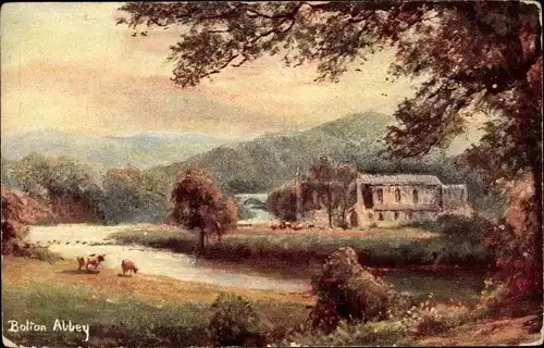 Künstler Ak Wharfedale Yorkshire, Bolton Abbey
