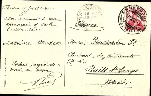 Ak Baden Kanton Aargau Schweiz, Gesamtansicht