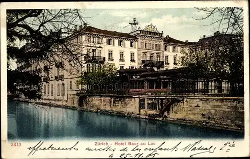 Ak Zürich Stadt Schweiz, Hotel Baur au Lac