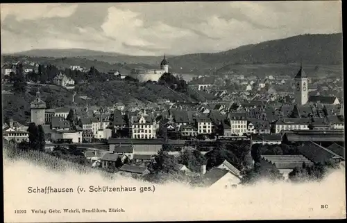 Ak Schaffhausen am Rhein Schweiz, Blick vom Schützenhaus