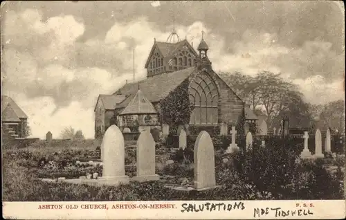 Ak Ashton upon Mersey Manchester England, Ashton Old Church