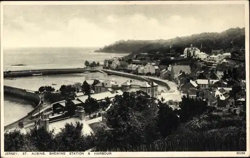 Ak Saint Aubin Kanalinsel Jersey, Shewing Station and Harbour