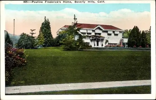 Ak Beverly Hills Kalifornien USA, Pauline Frederick's Home