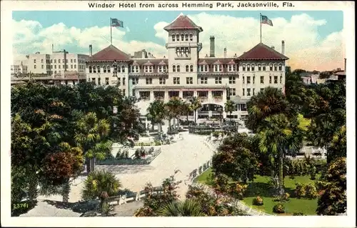 Ak Jacksonville Florida USA, Windsor Hotel from across Hemming Park