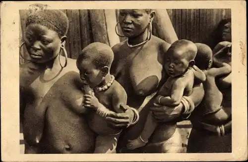Ak Kamerun, Afrique Equatoriale francaise, Femmes Grasfield et leurs bébés, Afrikaner, Mütter