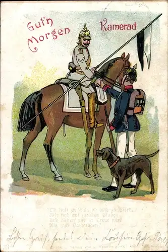 Litho Gut'n Morgen Kamerad, Deutsche Soldaten in Uniformen