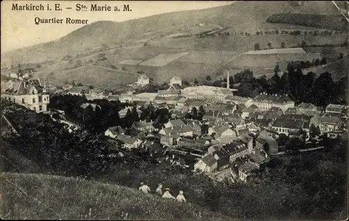 Ak Sainte Marie aux Mines Markirch Elsass Haut Rhin, Quartier Romer, vue panoramique, garcons