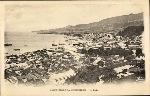 Ak Saint Pierre Martinique, La Rade, Übersicht