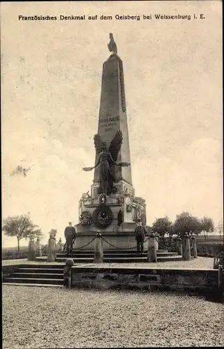 Ak Wissembourg Weißenburg Elsass Bas Rhin, Französisches Denkmal auf dem Gleisberg