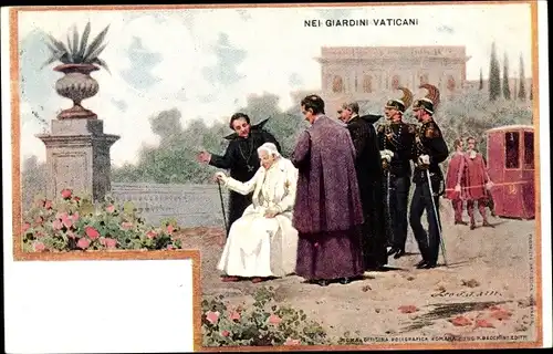 Künstler Litho Vatikan, Nei Giardini Vaticani, Papst Leo XIII