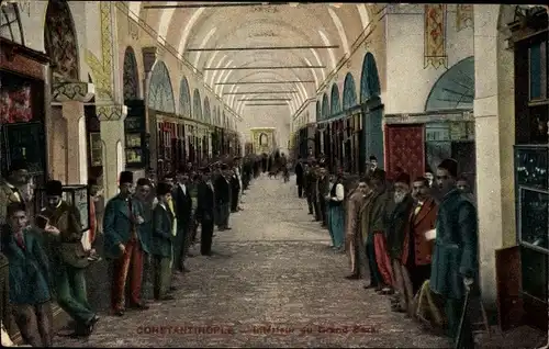 Ak Konstantinopel Istanbul Türkei, Interieur du Grand Bazar, Basar, Händler