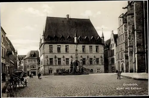 Ak Osnabrück in Niedersachsen, Markt mit Rathaus