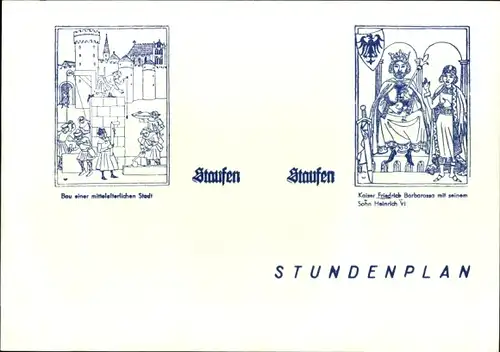 Stundenplan Staufen Zeichenblock, Hefte, Die Weiber von Welmsberg um 1960