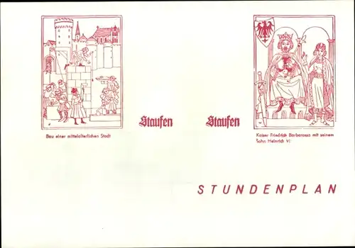 Stundenplan Staufen Zeichenblock, Hefte, Die Weiber von Welmsberg um 1960