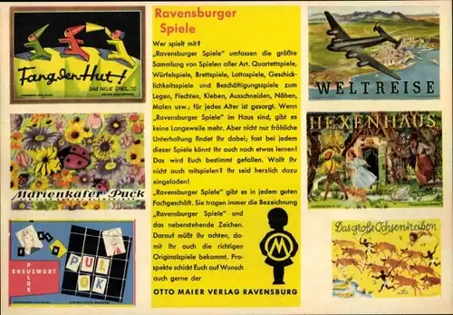 Stundenplan Ravensburger Spiele, Kinderparadies Gebr. Schaaf, Marburg-Lahn um 1960