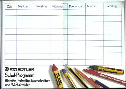 Stundenplan Staedtler Schul-Programm, Bleistifte, Farbstifte um1970