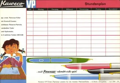 Stundenplan Kaweco Patronen-Füller, Spielplan Weltmeisterschaft 1962, Autogramm Sepp Herberger