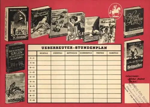 Stundenplan Ueberreuter Jugendbücher, Buchauflistung, Neuerscheinungen um 1960