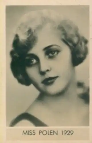 Sammelbild Die schönsten Frauen der Welt, Schönheitskönigin, Miss Polen 1929